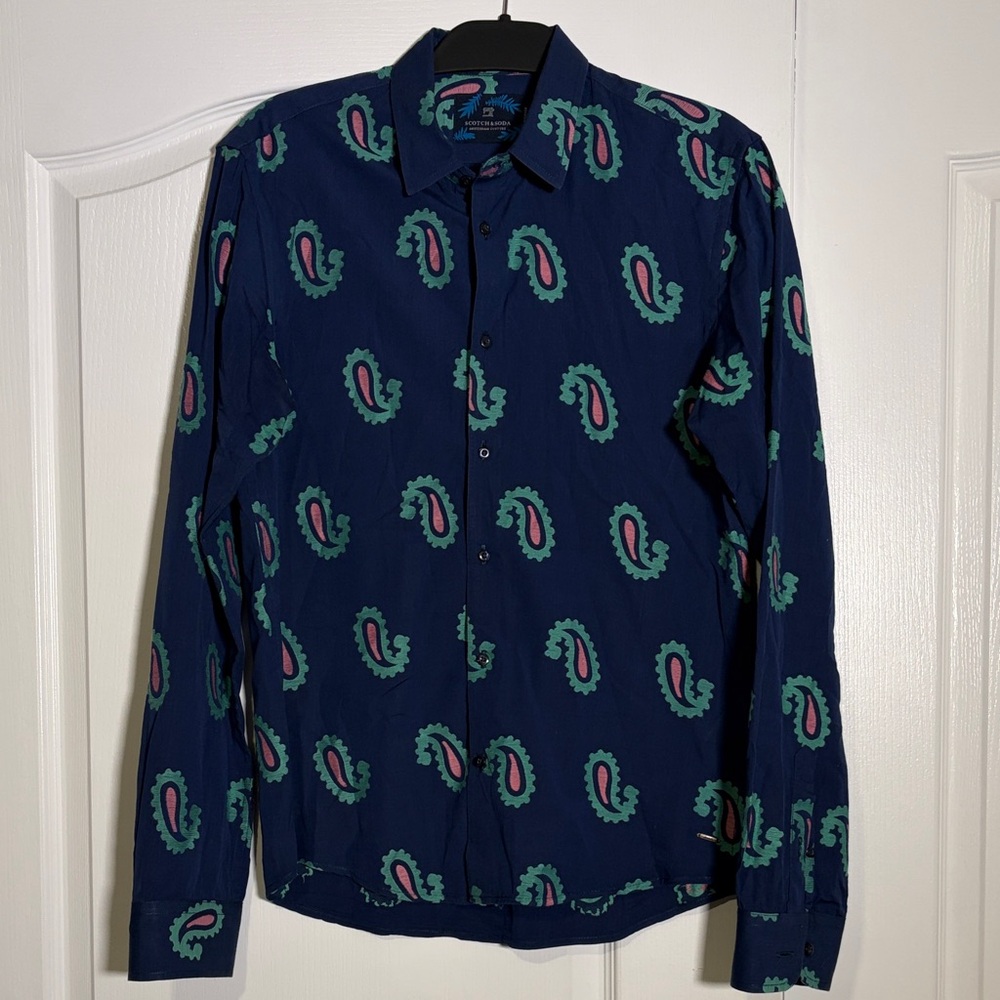 Scotch & Soda Blue Paisley Button Down Shirt